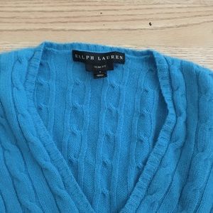 Ralph Lauren cable cashmere v-neck sweater
